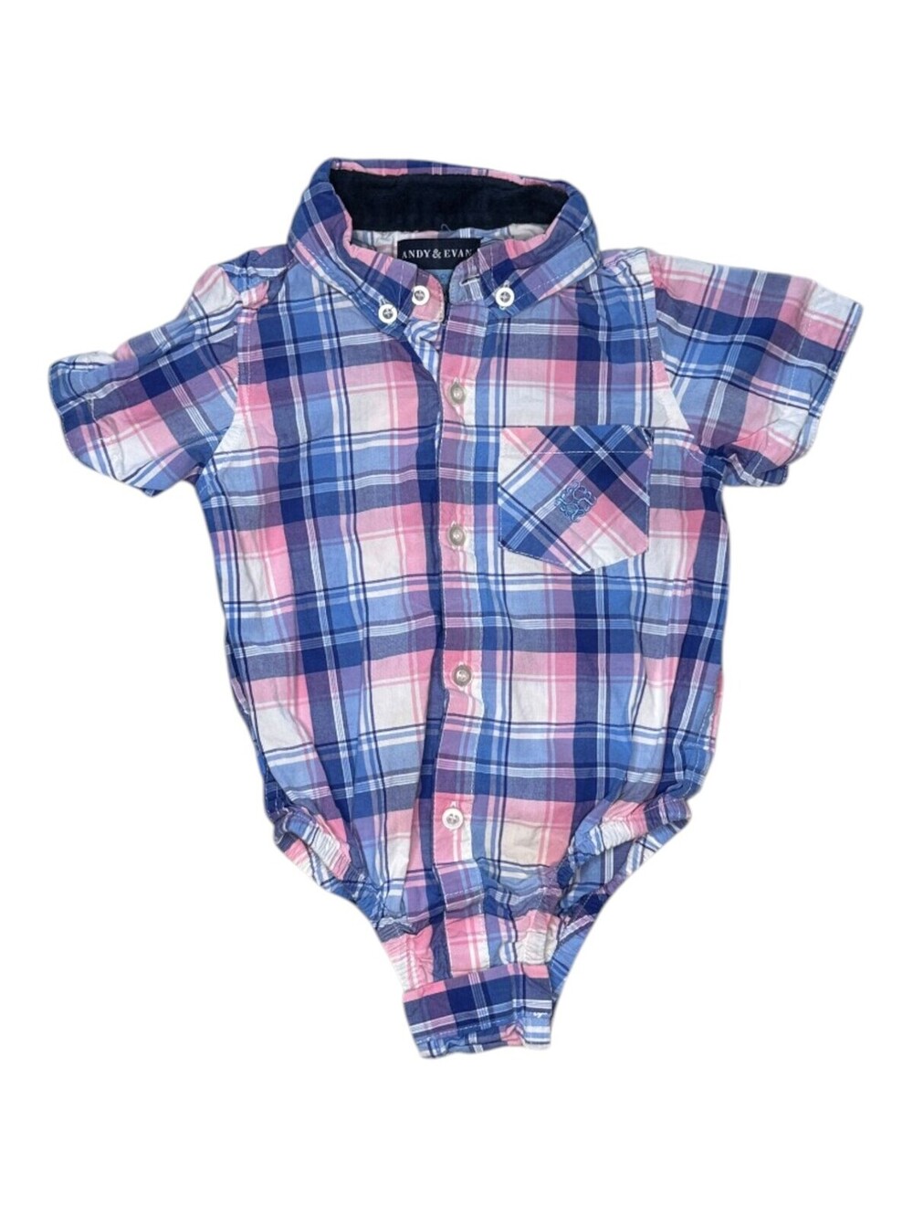 Andy & Evan Boys' Multi-Color Plaid Button-Up Shirt Bodysuit 12-18M